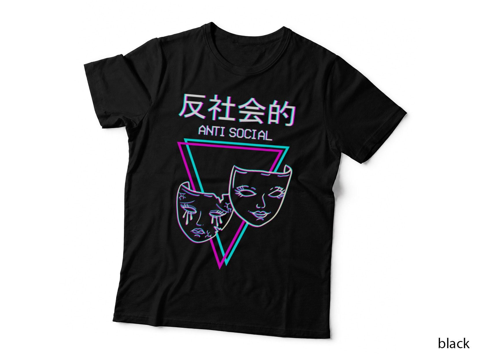 Antisocial Vaporwave Theater Mask Drama Comedy and Tragedy T-Shirt