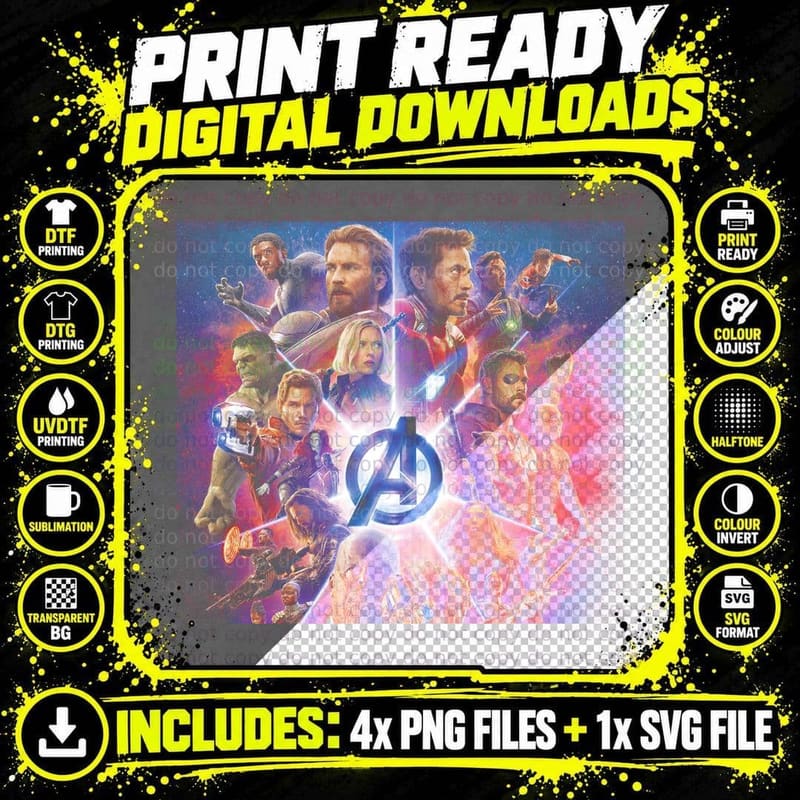 Avengers Team Logo T-Shirt, Superhero Fan Tee Png SVG Digital Bundle