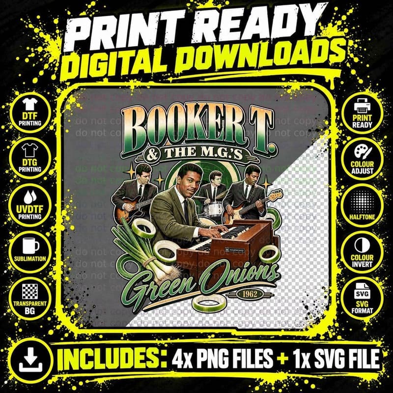 Booker T and the Mgs Green Onions 1962 Hammond Organ Png SVG Digital Bundle