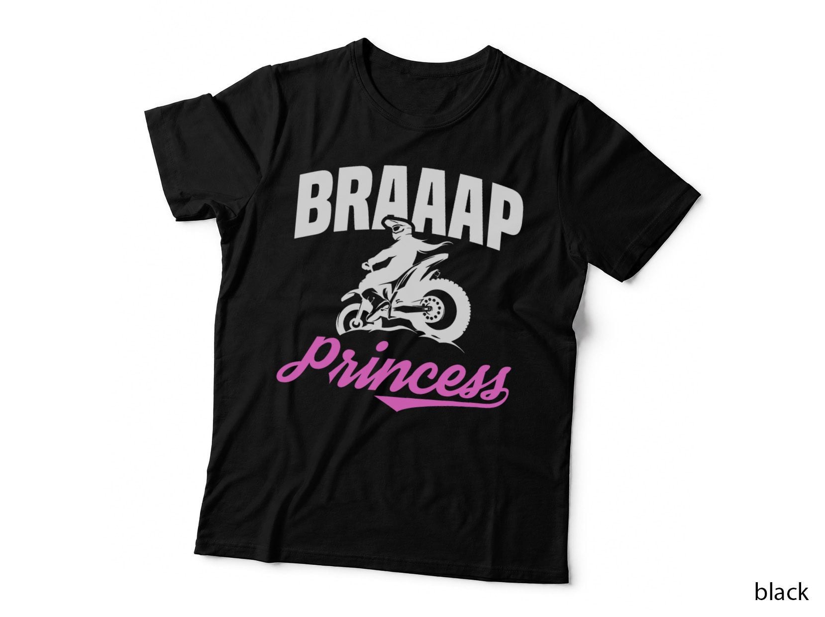 Braaap Princess Dirt Biking T-Shirt, Girls Dirt Bike, White