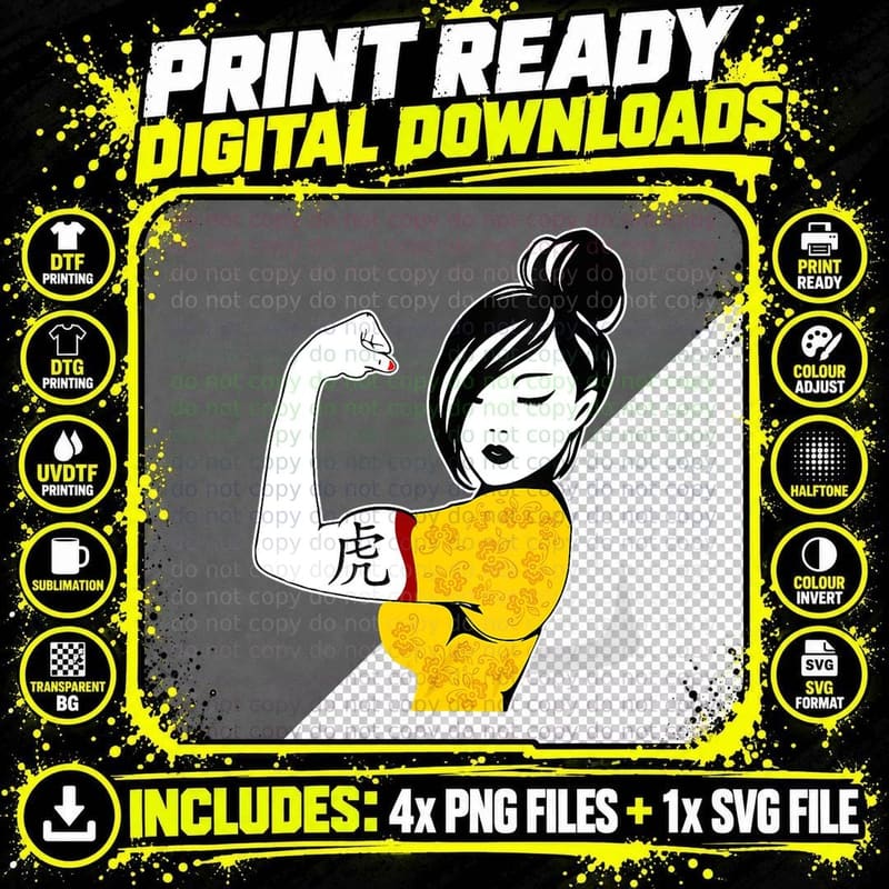 Chinese New Year Woman Flexing T-Shirt, Chinese New Year Png SVG Digital Bundle