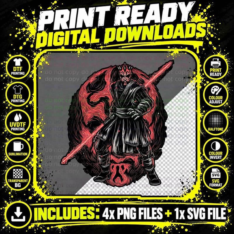Darth Maul T-Shirt, Sith Lord Tee, Gift For Png SVG Digital Bundle