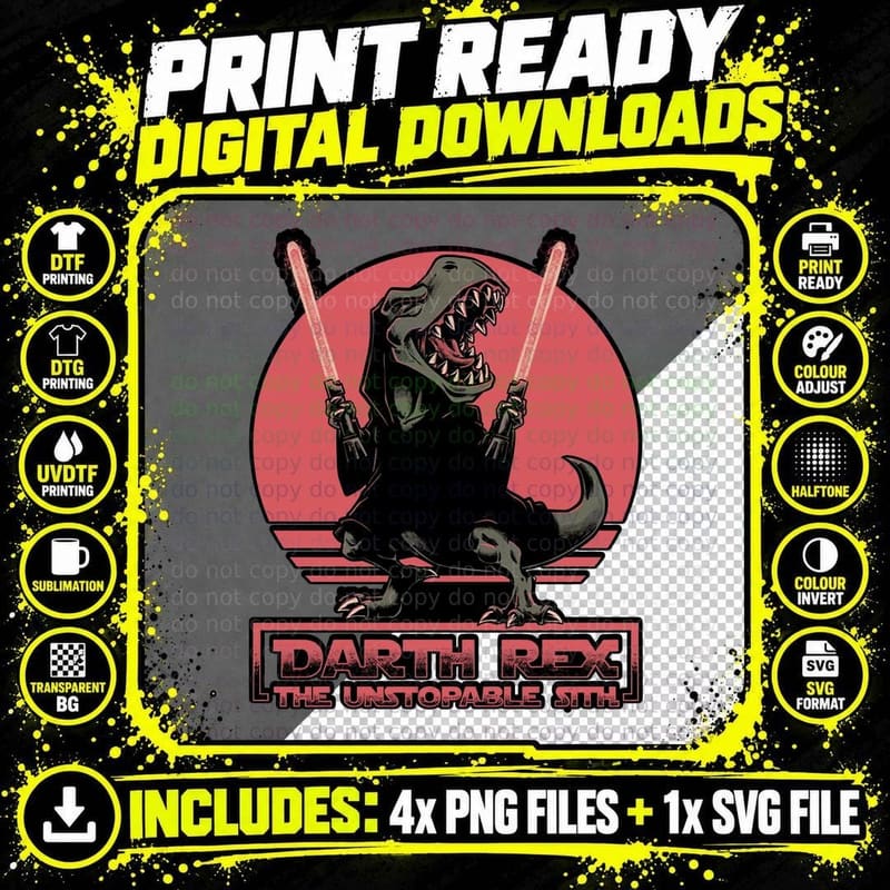 Darth Rex T-Shirt, Sci-Fi Tee, Gift For Png SVG Digital Bundle