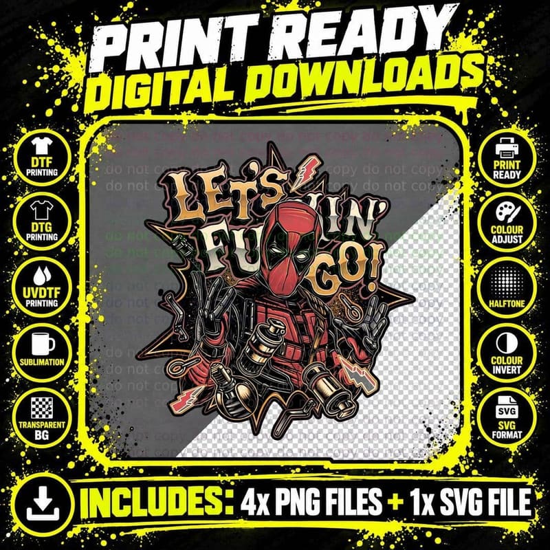Deadpool T-Shirt, Comic Book Tee, Gift for Comic Fans Png SVG Digital Bundle