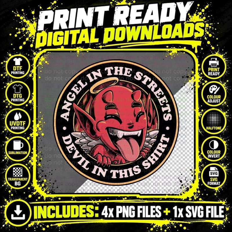 Devil in This Shirt, Devil Aesthetic Tee Png SVG Digital Bundle