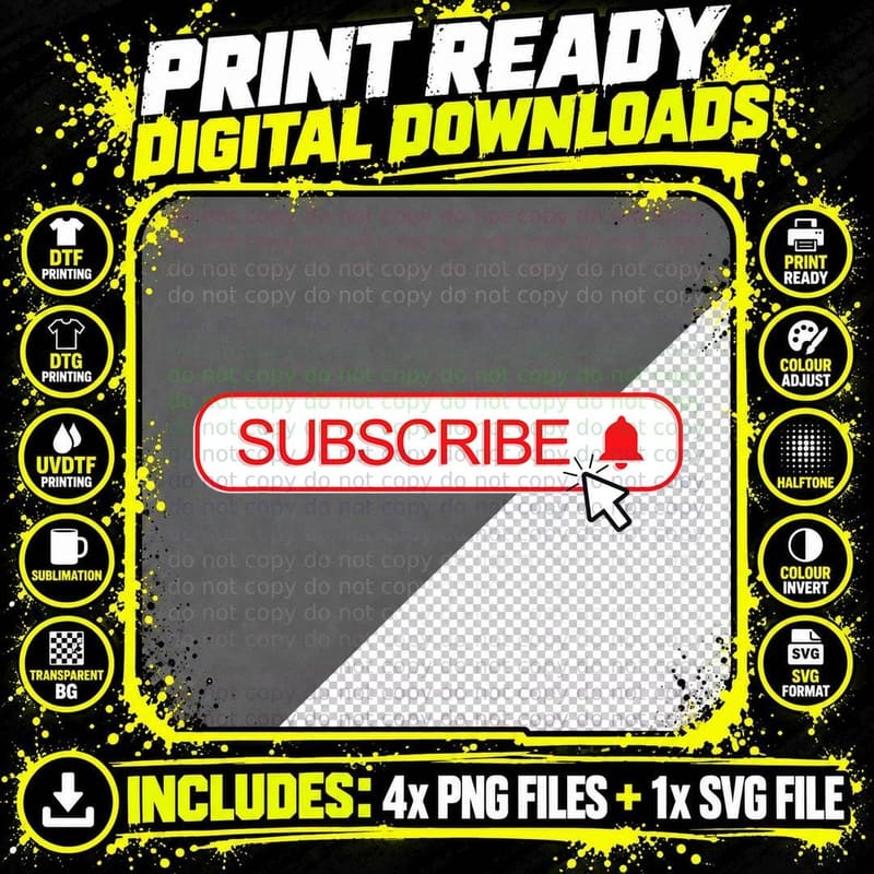 Don't Forget to Subscribe Video Content Creator T-Shirt Png SVG Digital Bundle