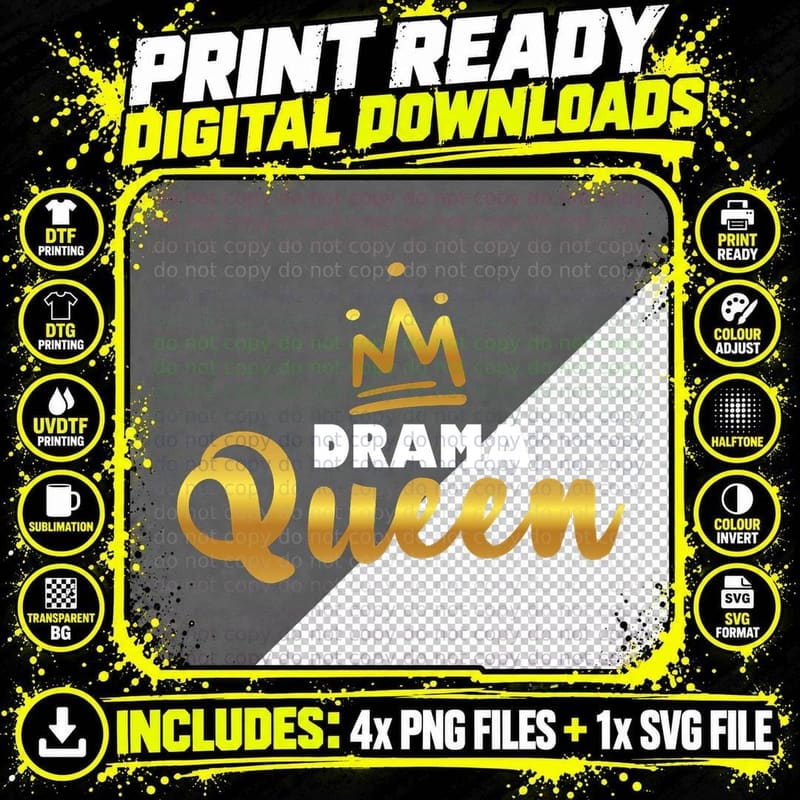 Drama Queen T-Shirt, Actress Broadway Play Png SVG Digital Bundle