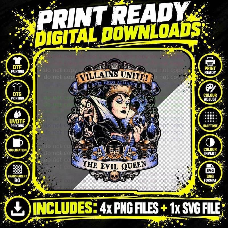 Evil Queen T-Shirt, Villains Tee, Gift For Png SVG Digital Bundle