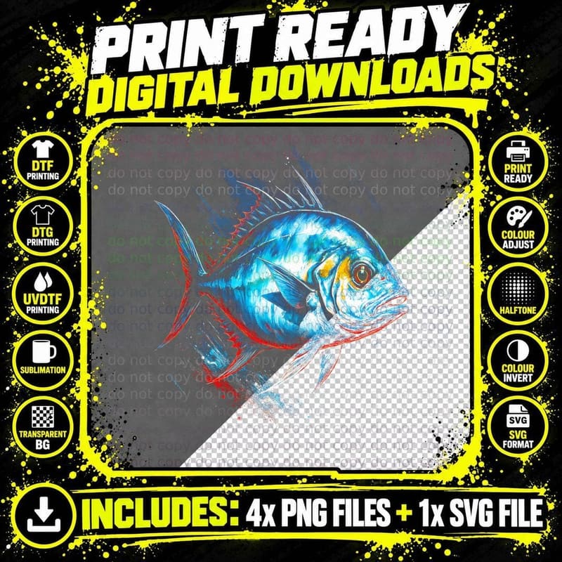 Fish Em Arte T-Shirt, Fish Art Print, Trophy Fish Tee Png SVG Digital Bundle