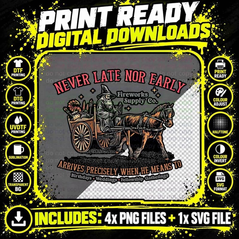 Gandalf in Carriage T-Shirt, Fantasy Quotes Tee Png SVG Digital Bundle