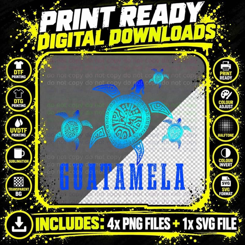 Guatemala Sea Turtles Scuba Diving T-Shirt Png SVG Digital Bundle