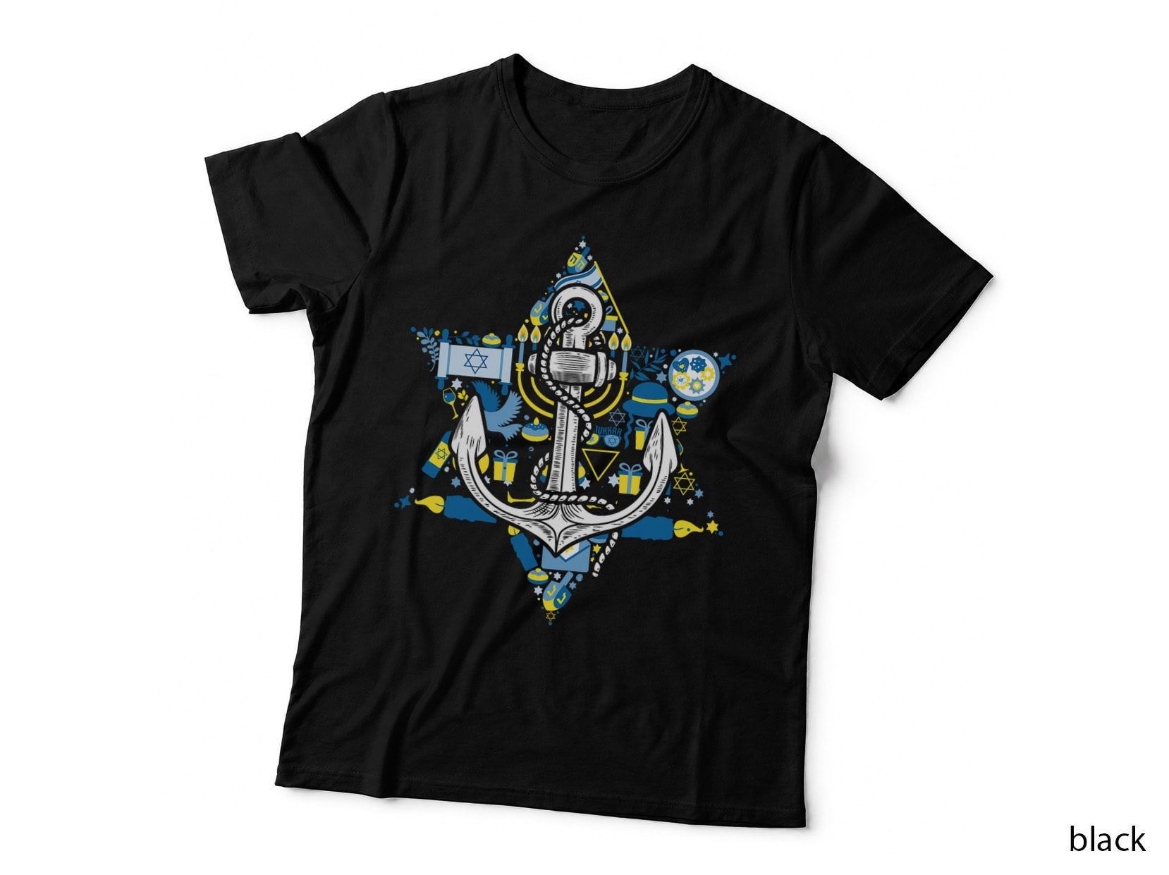Hanukkah Menorah Star T-Shirt, Jewish Holiday Style, Chanukah Apparel
