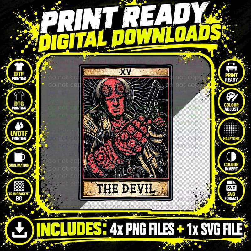 Hellboy T-Shirt, Comic Book Tee, Gift for Comic Fans Png SVG Digital Bundle