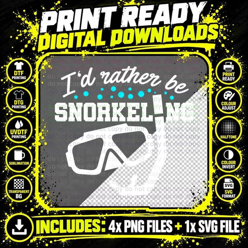 I'd Rather Be Snorkeling T-Shirt, Snorkeling Apparel Png SVG Digital Bundle