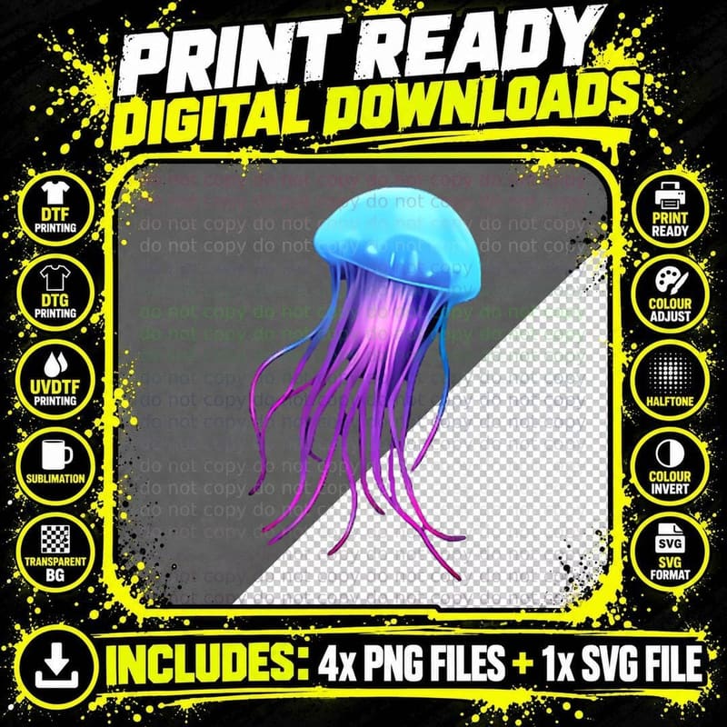Jellyfish Deep Sea Scuba Diving T-Shirt Png SVG Digital Bundle