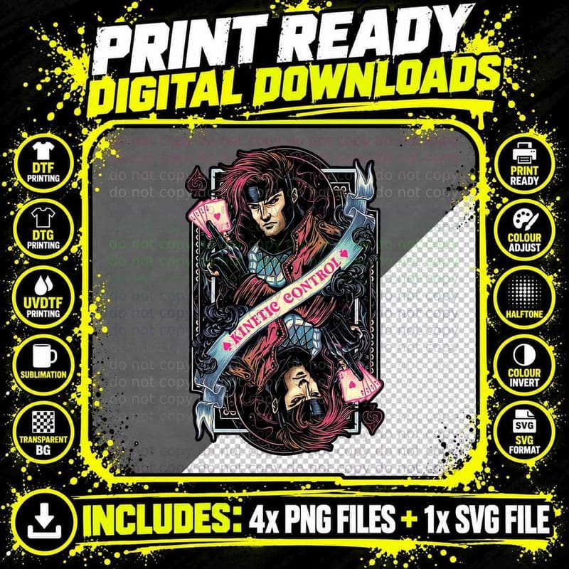 Kinetic Control Card T-Shirt, Comic Book Style Tee Png SVG Digital Bundle