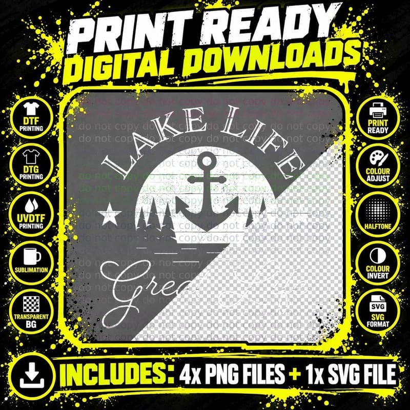 Lake Life Great Life on Water T-Shirt Png SVG Digital Bundle