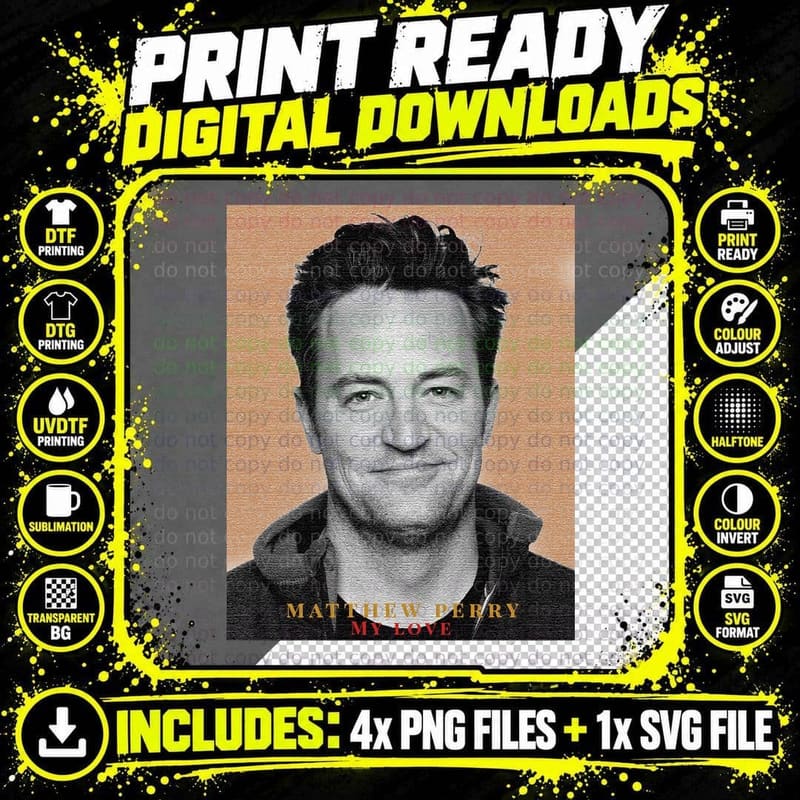 Matthew Perry Actor T-Shirt, Celebrity Style, Fan Gift Png SVG Digital Bundle