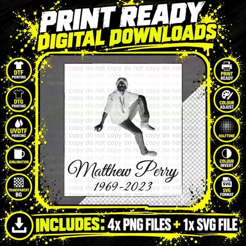 Matthew Perry Memorial T-Shirt, RIP Iconic Actor Png SVG Digital Bundle