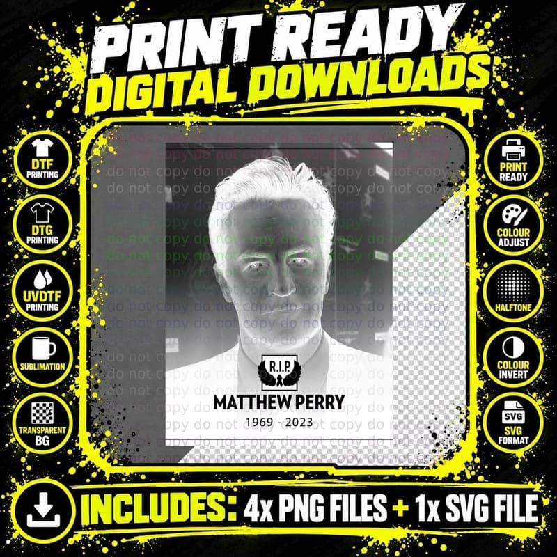 Matthew Perry Memorial T-Shirt, RIP Tribute Png SVG Digital Bundle