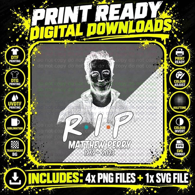 Matthew Perry Memorial T-Shirt, RIP Tribute Png SVG Digital Bundle