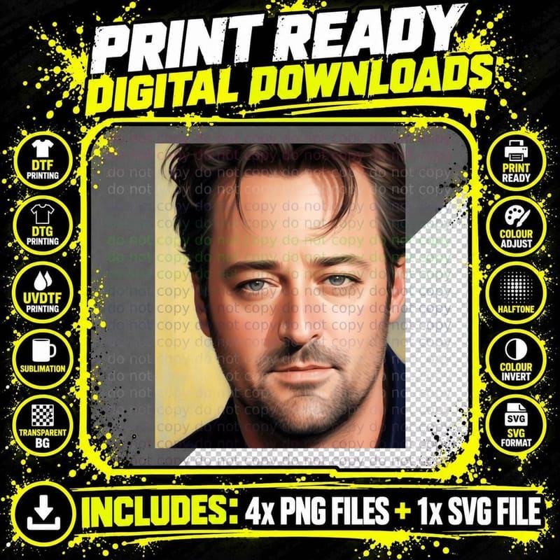 Matthew Perry Oil-Painted Design T-Shirt, Celebrity Art Png SVG Digital Bundle