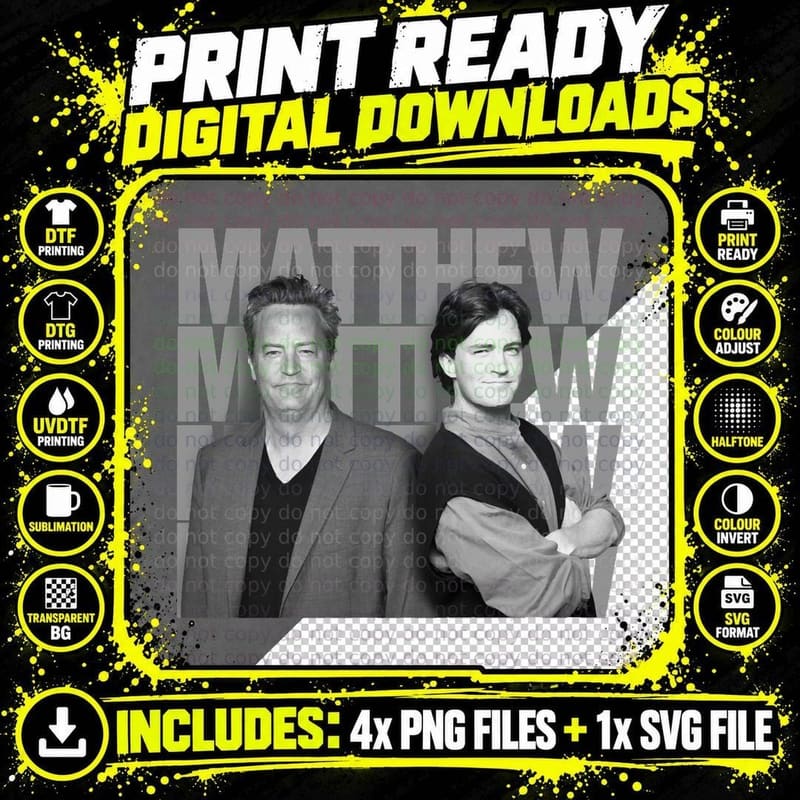 Matthew Perry Photomontage Sticker T-Shirt Png SVG Digital Bundle