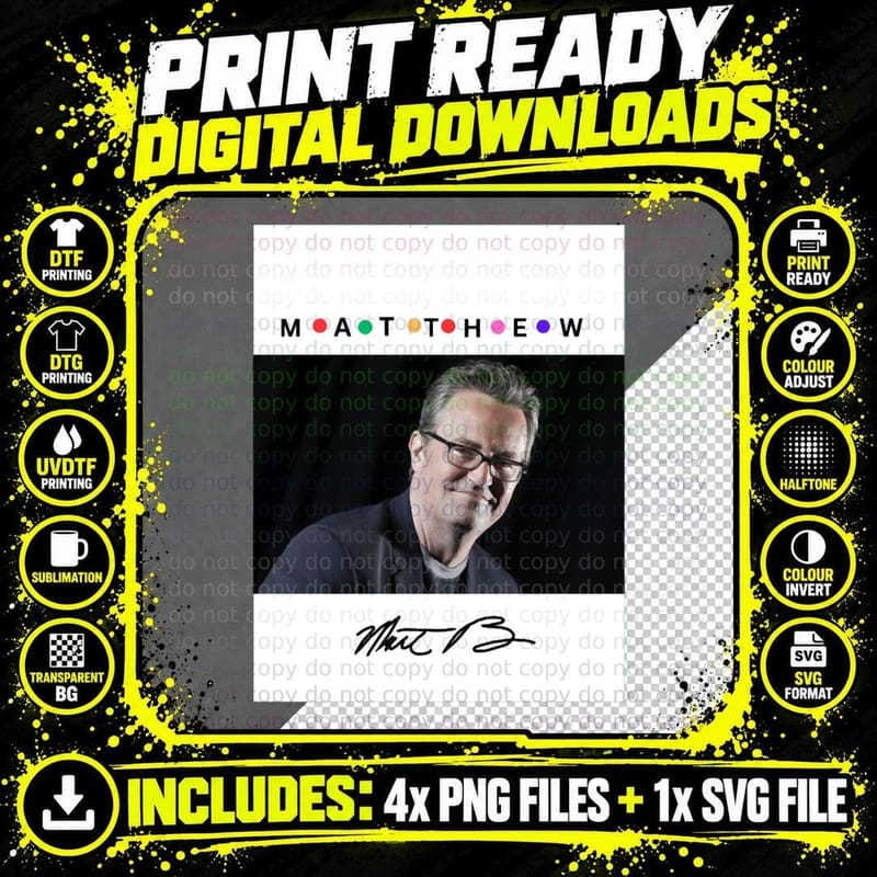 Matthew Perry Signed Active T-Shirt Png SVG Digital Bundle