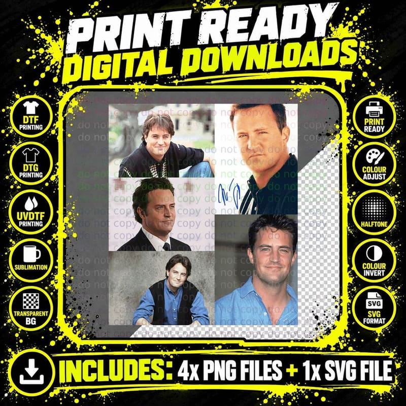 Matthew Perry Signed T-Shirt, Celebrity Memorabilia Png SVG Digital Bundle