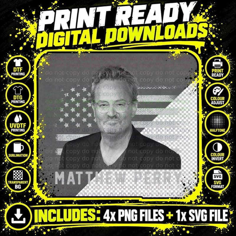 Matthew Perry T-Shirt, Actor Icon, 4th July Apparel Png SVG Digital Bundle