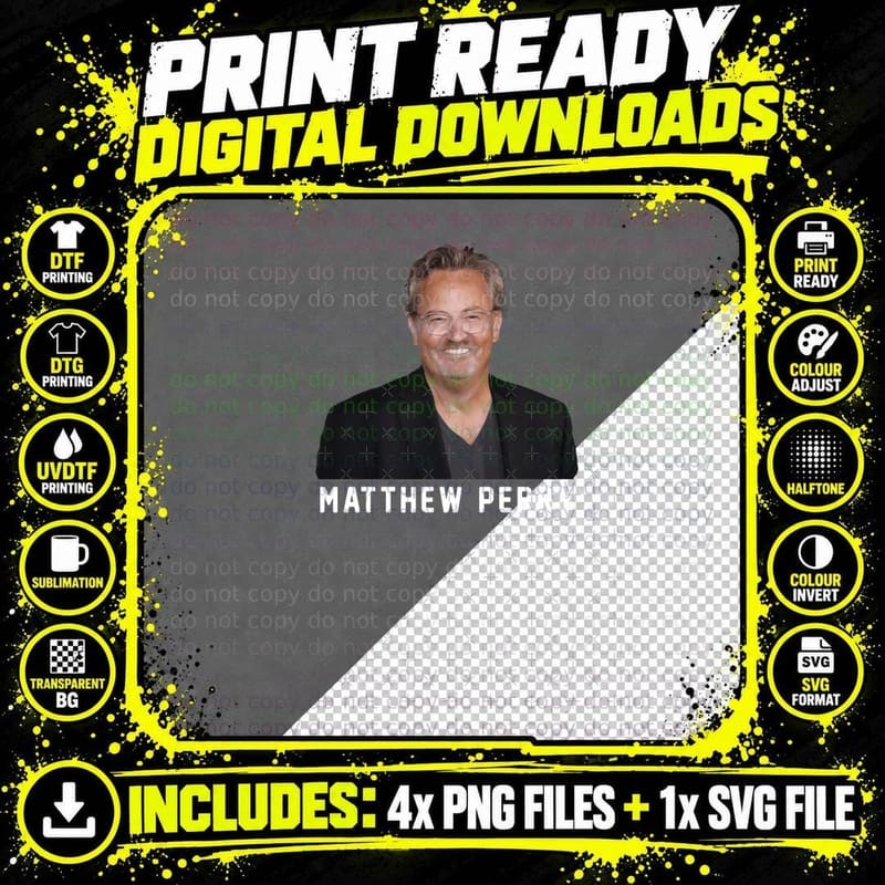 Matthew Perry T-Shirt, Actor Iconic Print Png SVG Digital Bundle