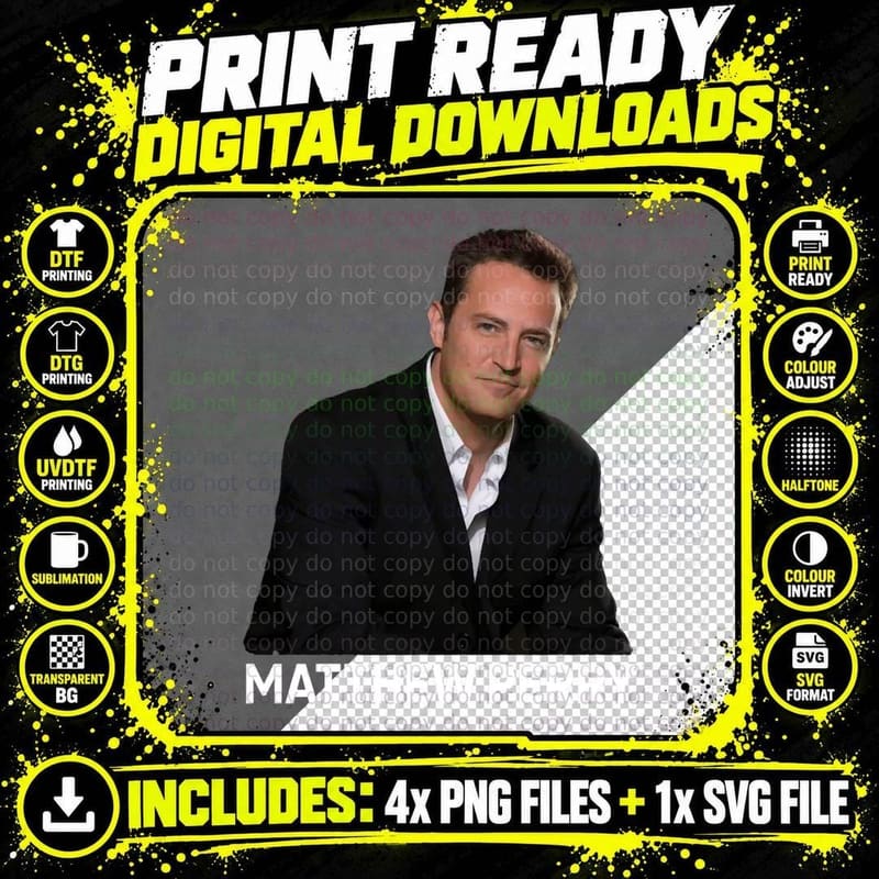 Matthew Perry T-Shirt, Celebrity Icon, Actor Fan Gift Png SVG Digital Bundle