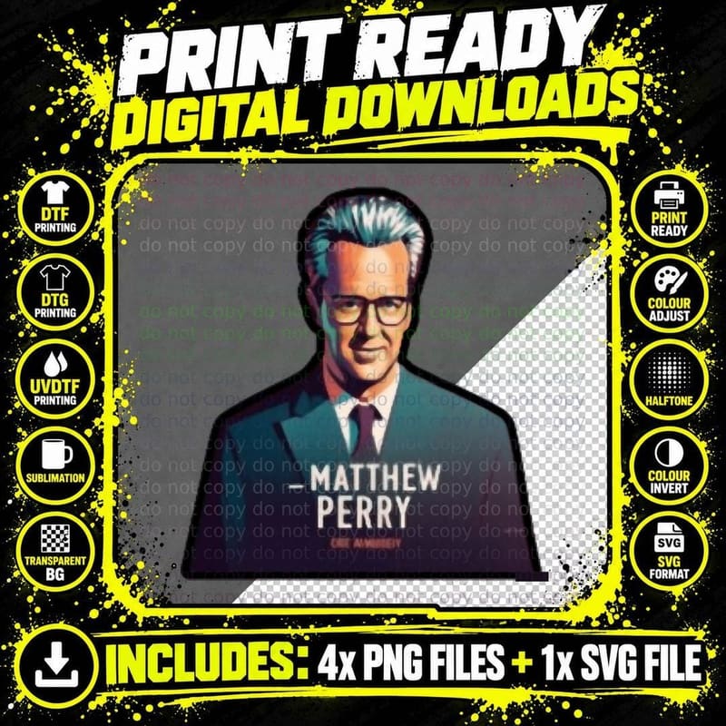 Matthew Perry T-Shirt, Matthew Perry Fan Art Png SVG Digital Bundle