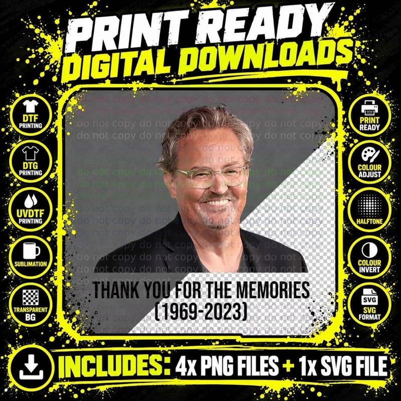 Matthew Perry Thank You for the Memories T-Shirt Png SVG Digital Bundle