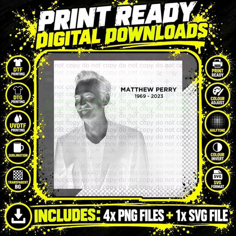 Matthew Perry Tribute T-Shirt, Memorial Design Png SVG Digital Bundle