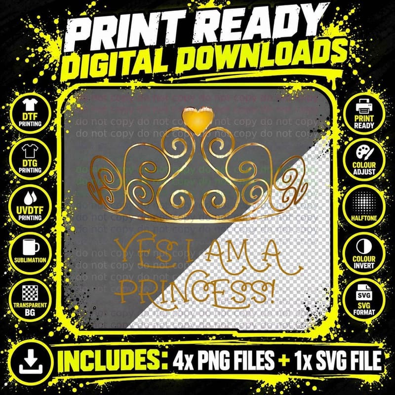 Princess Crown Logo T-Shirt, Girls Life Royalty Png SVG Digital Bundle