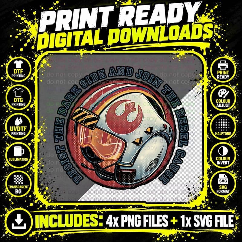 Rebel Helmet T-Shirt, Sci-Fi Futuristic Tee, Gift For Png SVG Digital Bundle
