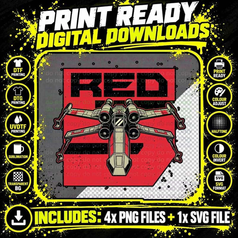 Red Spaceship Revolution, Sci-Fi Aesthetic T-Shirt Png SVG Digital Bundle