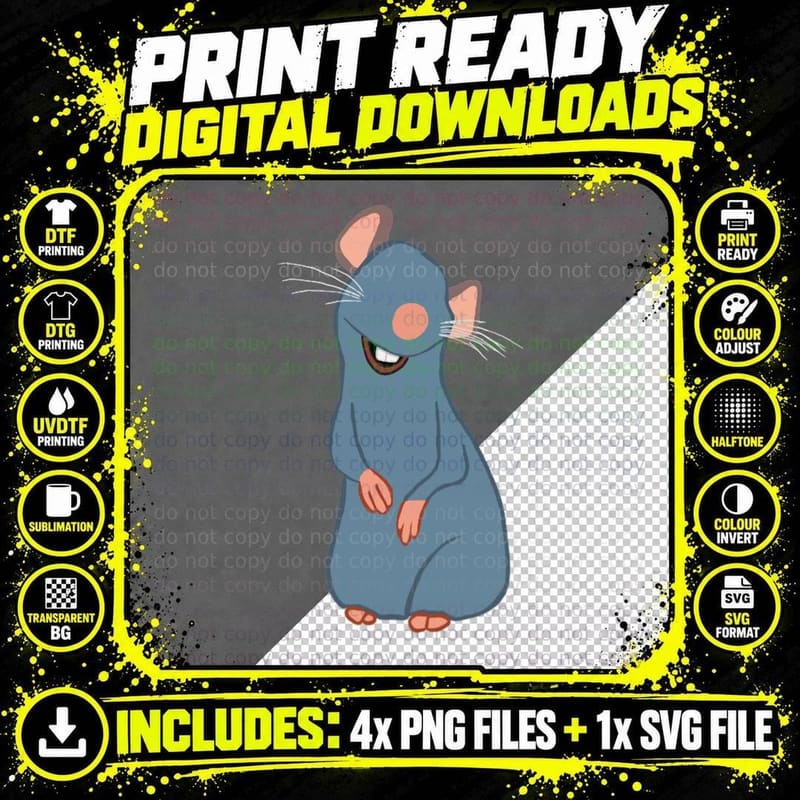 Remy - Ratatouille T-Shirt, Cartoon Character Art Png SVG Digital Bundle