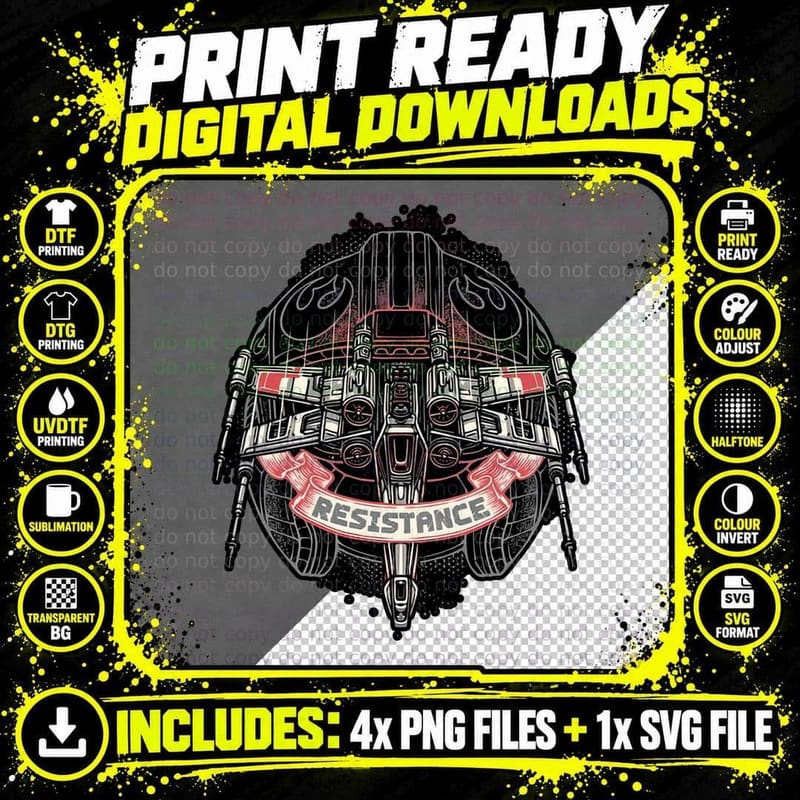 Resistance T-Shirt, Sci-Fi Futuristic Tee, Gift For Png SVG Digital Bundle