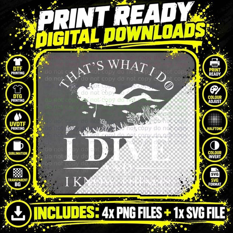 Scuba Diving T-Shirt, Scuba Diver Gift Png SVG Digital Bundle