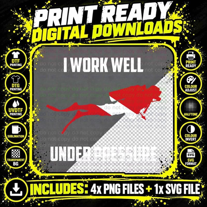 Scuba Diving T-Shirt, Under Pressure Gift Png SVG Digital Bundle