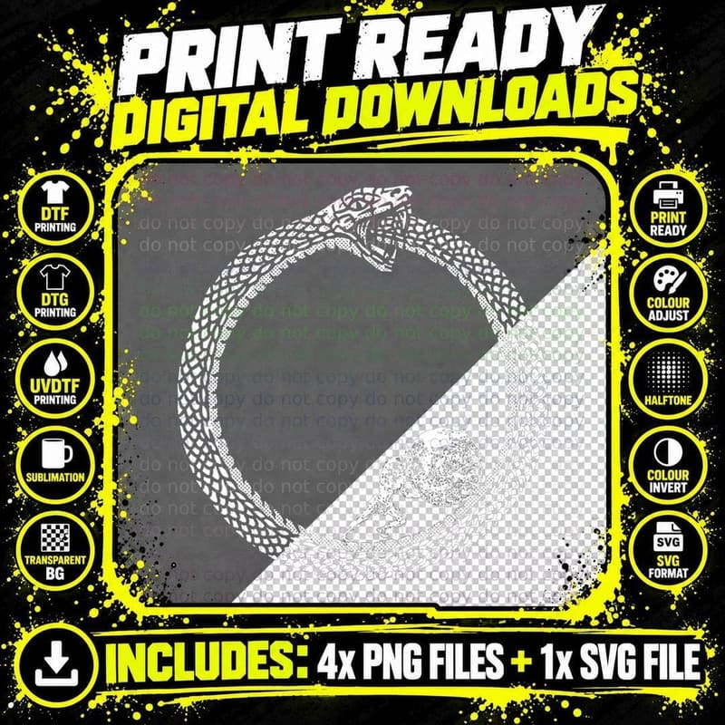 Sisyphus in Ouroboros T-Shirt, Mythological Art Png SVG Digital Bundle