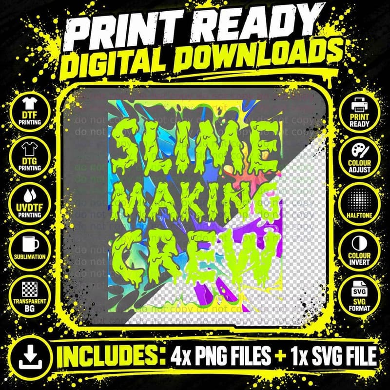 Slime Making Crew T-Shirt, Slime Theme Apparel Png SVG Digital Bundle