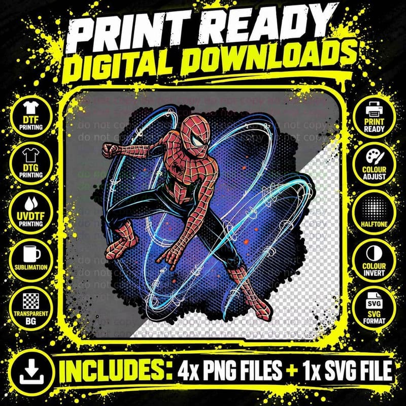 Spider-Man T-Shirt, Comic Book Style Tee Png SVG Digital Bundle