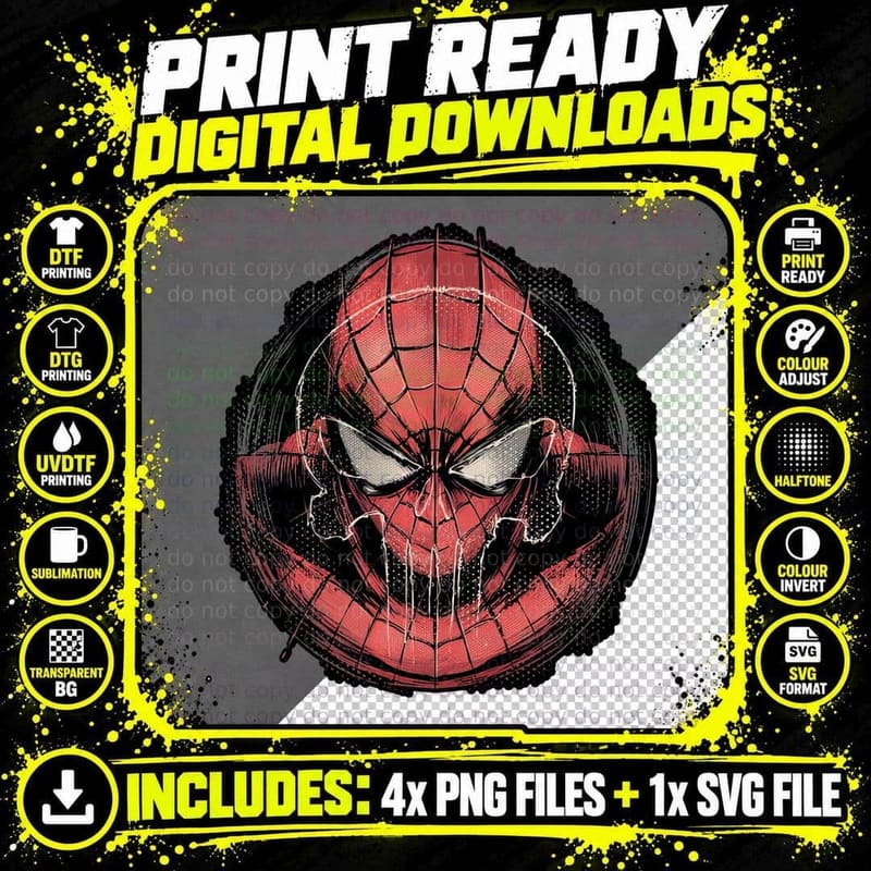 Spider-Man T-Shirt, Comic Book Style Tee Png SVG Digital Bundle