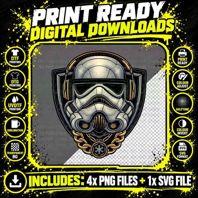 Stormtrooper Helmet T-Shirt, Sci-Fi Futuristic Tee Png SVG Digital Bundle