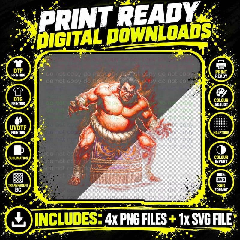 Sumô Wrestler T-Shirt, Sumô Art, Sumô Fan Tee Png SVG Digital Bundle