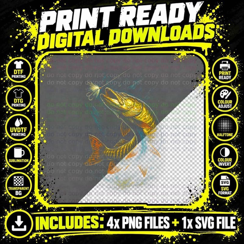 Underwater Fish Print T-Shirt, Fish Art, Ocean Life Tee Png SVG Digital Bundle