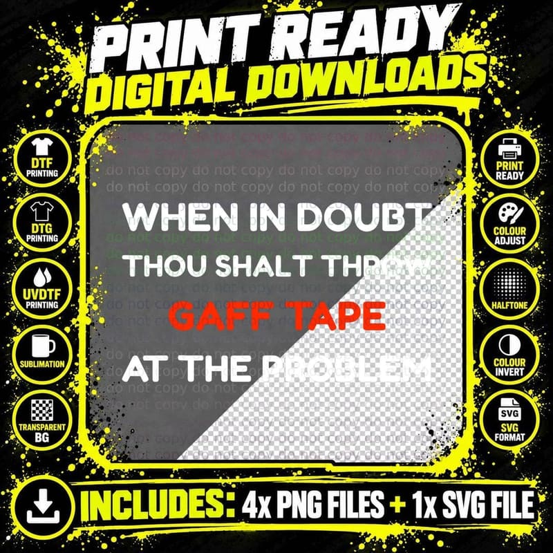When in Doubt Gaff Tape T-Shirt, Theatre Crew Apparel Png SVG Digital Bundle